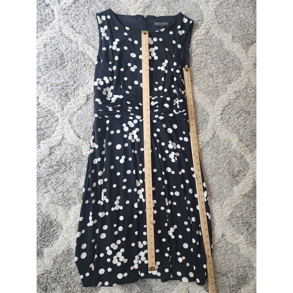 Jessica Howard  Black & White Polka-Dot Sleeveless Midi Sheath Dress - Size 12 - Picture 8 of 8